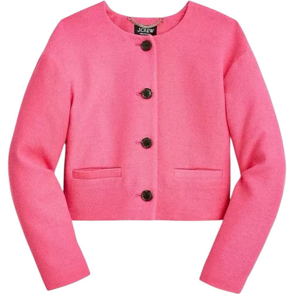 J.Crew Collection Lady Bomber Jacket Bouclé Relaxed Pockets Vivid Begonia 0